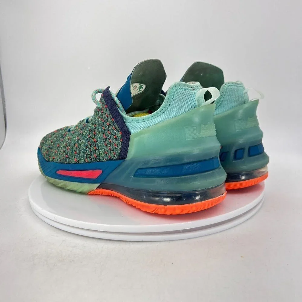 Nike Lebron XVIII 18 Youth Size 7Y CW2760 300 Green Abyss Red Basketball Shoes - Picture 7 of 14